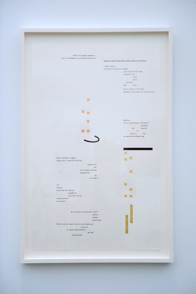 "Reality is frequently inaccurate" (Frederik), 2014, size: 67 cm x 41 cm Carbon ink, gold and copper on paper