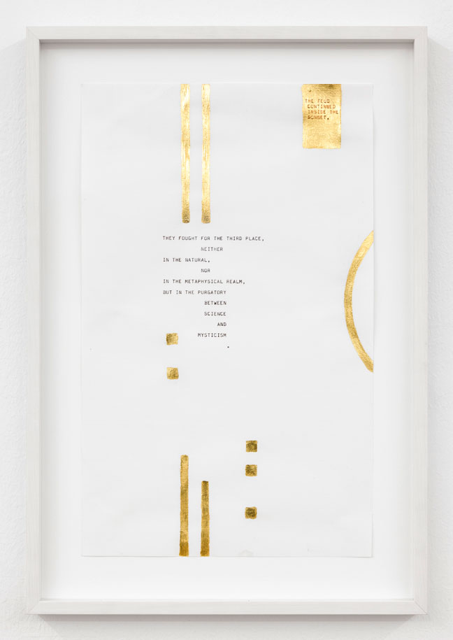 "They fought for the Third place", 2013 Frederik series 23 cm x 37.2 cm Carbon ink and gold leaf on paper